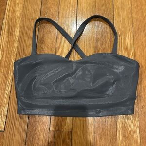 NWOT woman's spiritual gangster high shine grey sports bra
